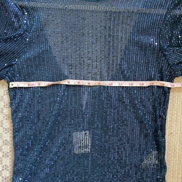 Blue Sequin Women’s Free People Long Sleeve Top Size L - Picture 5 of 6